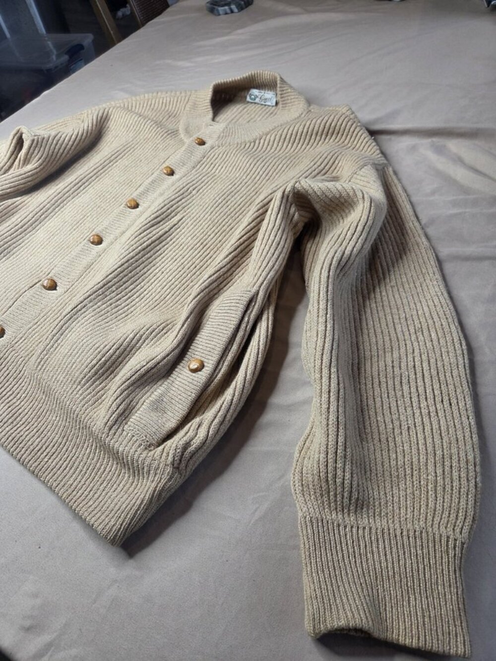Gucci Vintage Brown Ribbed Knit Button Down Cardigan Women's Rare - Picture 2 of 12